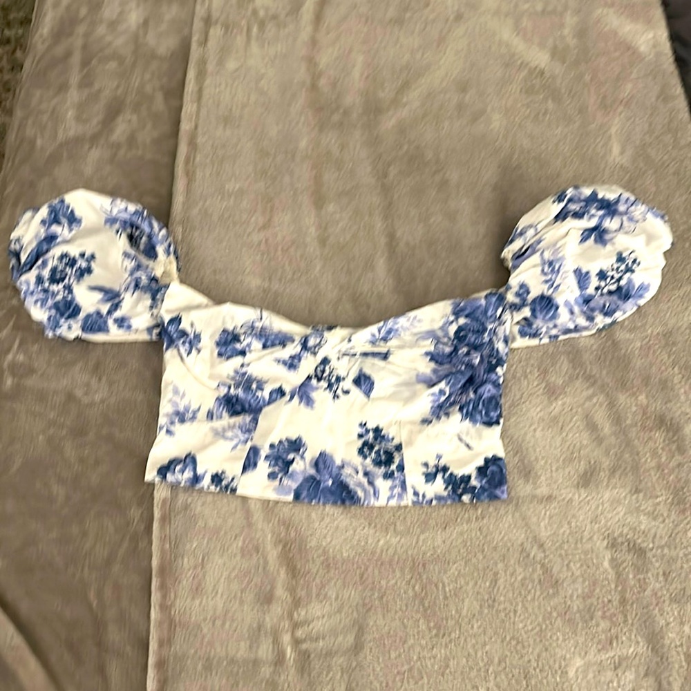 Puff Sleeve Floral Crop Top